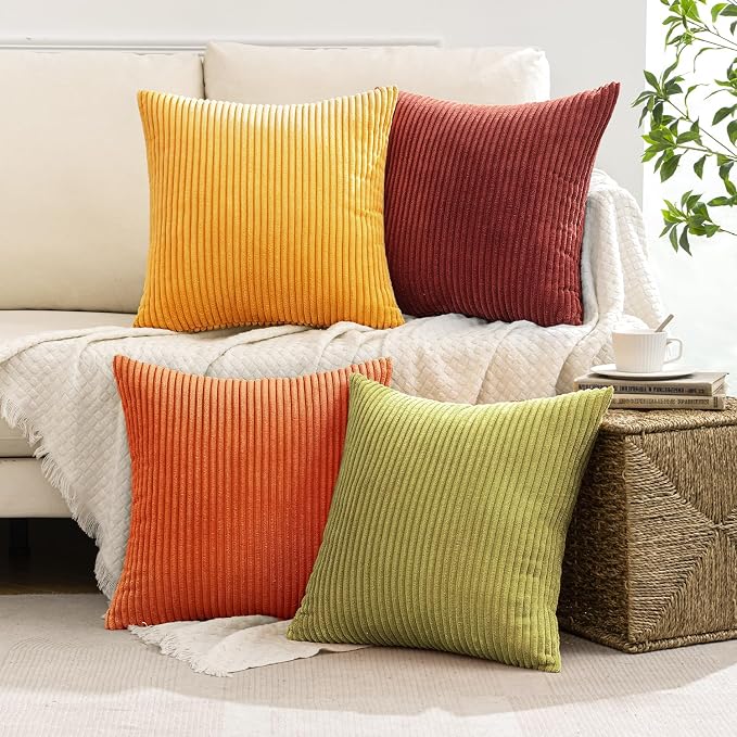 MIULEE Fall Decorative Throw Pillow Covers Yellow Orange Rust 20x20 | Set of 4 - Image 9