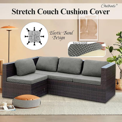 CALBODE 12Pcs Outdoor Stretch Cushion Covers, Waterproof Outdoor Chair Cushion - Image 7