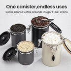 Veken Coffee Canister, 39OZ Large, Airtight Stainless Steel Food Storage Container for 2.2lbs Coffee Beans, Ground, Sugar, Tea, Flour, Rice, Cereal, Cookies Jars, Bar Accessories & Gifts, Silver