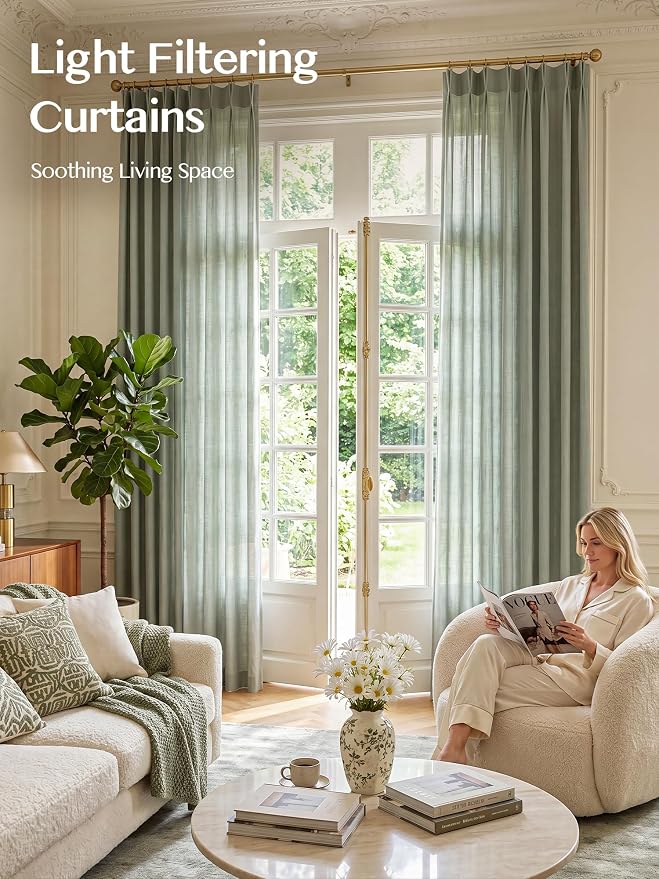 Liz Pinch Pleated Linen Curtains Light Filtering Curtains - Image 2