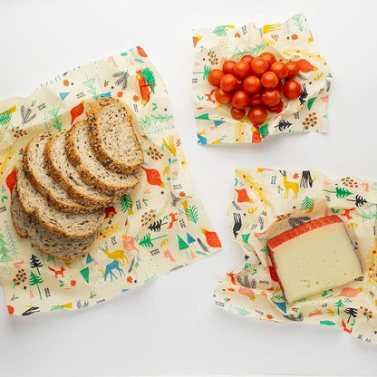 Bee's Wrap Beeswax Wraps for Food - Made in USA Reusable & Organic Food Wraps, Sandwich Wrap & Bowl Covers - Eco-Friendly Alternative to Aluminum Foil, Winter Wonderland 3 Pack (S, M, L)