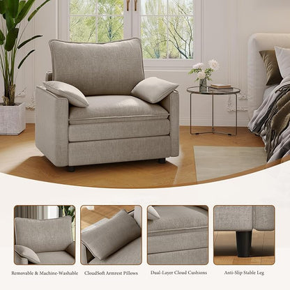 Vesgantti 40" Single Seat Sofa, Comfy Cloud Couch Deep Seat Upholstered Couch - Image 4