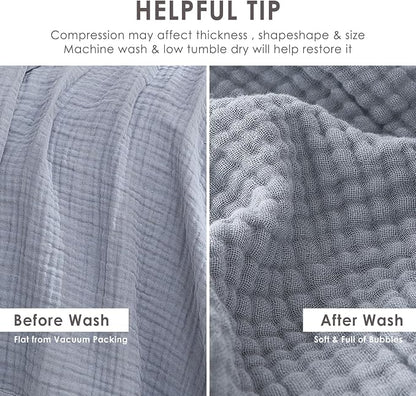 EMME Muslin Blankets for Adults Dusty Blue Small Blanket 40" x 50" | Throw - Image 5