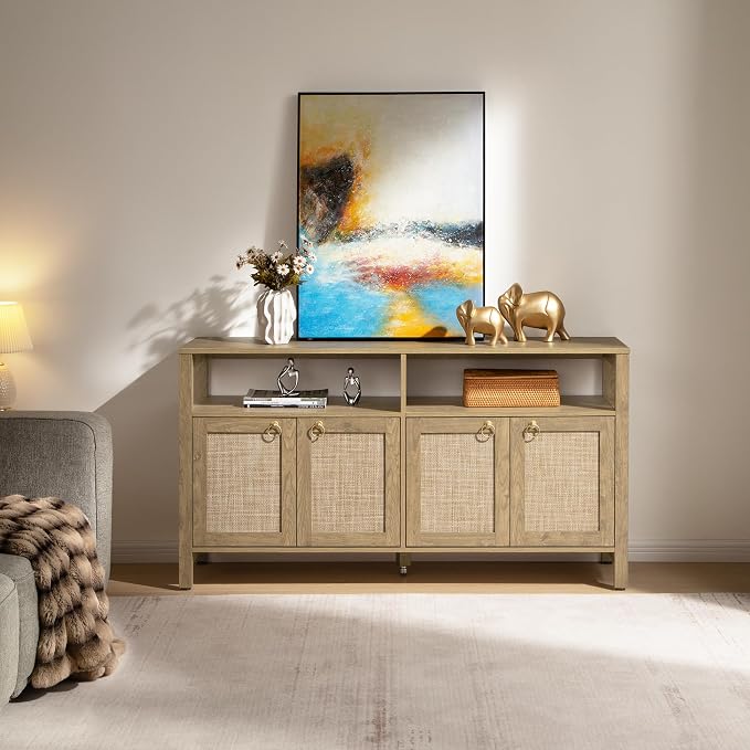 SICOTAS Rattan TV Stand for Television up to 65 Inch - Image 7