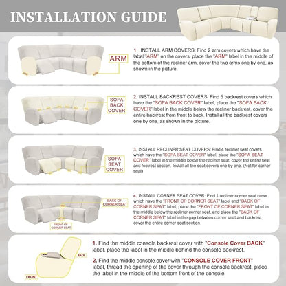 100% Waterproof Sectional Recliner Couch Covers - Image 7