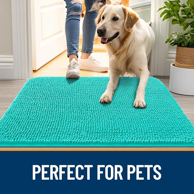 OLANLY Dog Door Mat for Muddy Paws 70x35, Super Absorbent Chenille Mud Mat | - Image 6