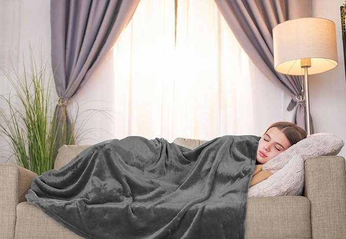 Utopia Bedding Ultra Soft Fleece Bed Blanket Twin Size Grey | Microfiber Plush - Image 8