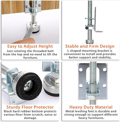OwnMy 4 Packs Heavy Duty Adjustable Furniture Leveling Feets L Shaped Furniture - Image 5