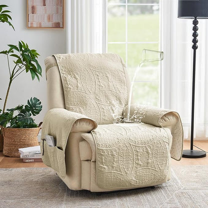 Camel Quilted Recliner Covers, Waterproof Recliner Chair Covers, Lazy Boy Chair - Image 2