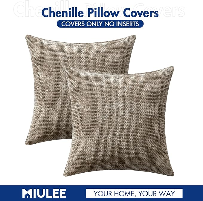 MIULEE Decorative Couch Throw Pillow Covers 16x16 Inch Neutral Khaki 2 Pack | - Image 7