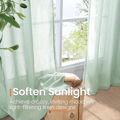 BGment Sage Green Linen Curtains 36 Inch Length - Image 5