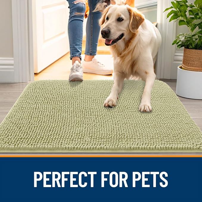 OLANLY Dog Door Mat for Muddy Paws 59x35, Super Absorbent Chenille Mud Mat | - Image 6