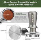 IKAPE 53mm Espresso Tamper, Premium Barista Coffee Tamper with Calibrated Spring Loaded, 100% Flat Stainless Steel Base Tamper Fits for Breville Series 54mm Portafilter Basket