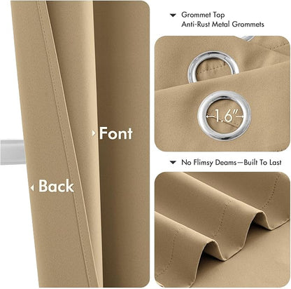 MIULEE Blackout Curtains for Bedroom 2 Panels 40 x 45 Inch Long Taupe Brown | - Image 4