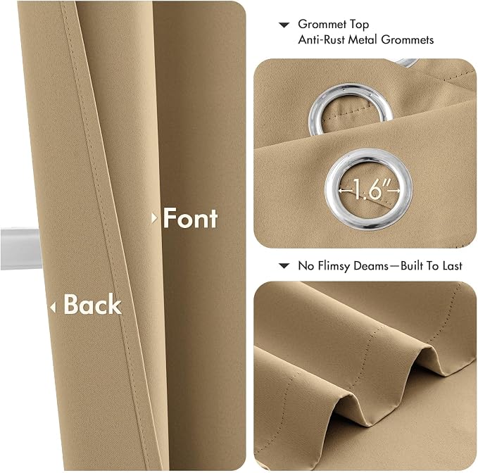 MIULEE Blackout Curtains for Bedroom 2 Panels 40 x 54 Inch Long Taupe Brown | - Image 4