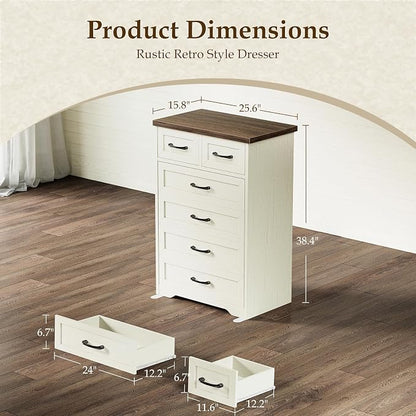 AODK Farmhouse Tall 6 Drawer Dresser - Image 2