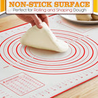 15.7x23.4 Pizza Mats for Rolling Dough - Stain-Proof Large Silicone Baking Mat with Measurements, Non-Stick Baking Rolling Mat - Heat Resistant Kneading Dough Sheet for Bread, Pizza, Pasta & Pie