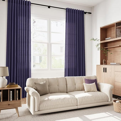 Purple Linen Curtains 90 Inch Long 2 Panels Set - Image 7