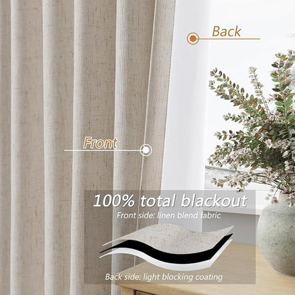 Extra Long 100% Blackout Linen Curtains - Image 4