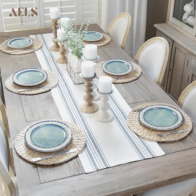 AELS Melamine Dessert Plates Set of 6, 8.5 inch Small Dinner Plates for Indoor and Outdoor Use, Dishwasher Safe, Lightweight Unbreakable, BPA Free, Light Blue