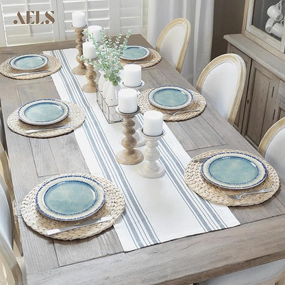 AELS Melamine Dessert Plates Set of 6, 8.5 inch Small Dinner Plates for Indoor and Outdoor Use, Dishwasher Safe, Lightweight Unbreakable, BPA Free, Light Blue