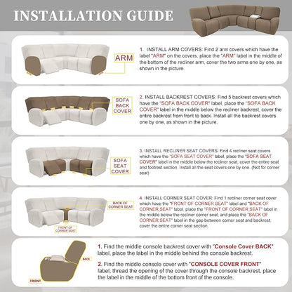 100% Waterproof Sectional Recliner Couch Covers - Image 7