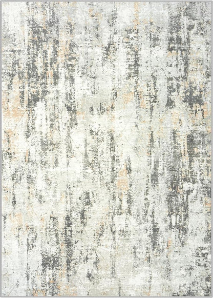 6x9 Area Rugs for Living Room: Washable Abstract Grey Brown Badroom Carpet | - Image 3