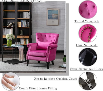 Mid Century Modern Accent Chair Upholstered Armchair Comfy Velvet Fabric Single - Image 3