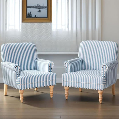 HUIMO Linen Fabric Accent Chairs Set of 2, Mid-Century Modern Armchair by HUIMO