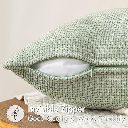 MIULEE Decorative Couch Throw Pillow Covers 18x18 Inch Light Green 2 Pack | - Image 5