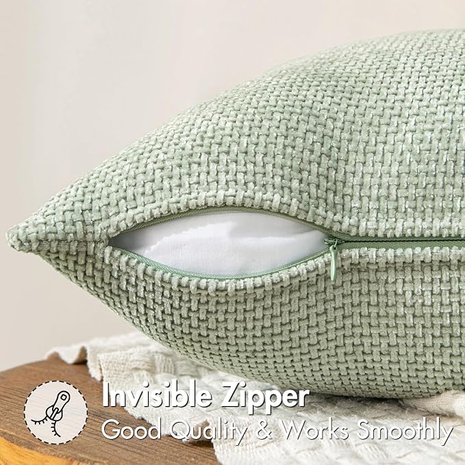 MIULEE Decorative Couch Throw Pillow Covers 20x20 Inch Light Green 2 Pack | - Image 5