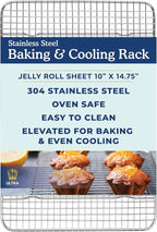 Ultra Cuisine Heavy Duty 100% Stainless Steel Cooling Rack for Cooking and Baking - Baking Rack & Wire Cooling Rack - Fits Quarter and Jelly Roll Sheet Pans - 8.5''x 12'' & 10''x 14.75''