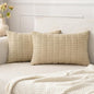 MIULEE Lumbar Corduroy Decorative Throw Pillow Covers 12x20 Tan Pack of 2 | by MIULEE
