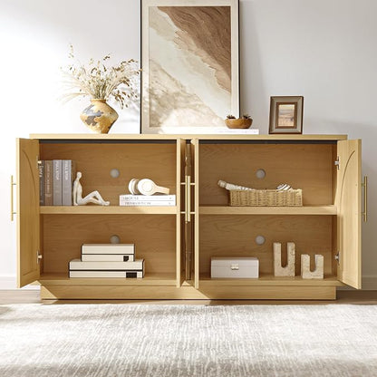 Large 59" Sideboard Buffet Cabinet & TV Stand Set of 2, Modern Arched Credenza - Image 6