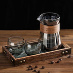 16 oz Glass Coffee Carafe with Wood Heat-Resistant Layer, Pour Over Coffee Carafe and Tea Steeper Coffee Decanter Coffee Server, 1 Pcs Included,(Smoky Gray)