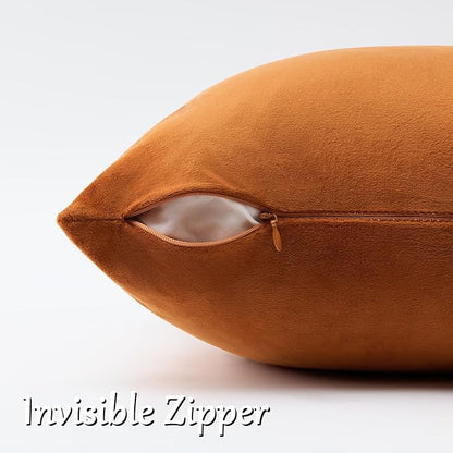 GIGIZAZA Burnt Orange Velvet Throw Pillow Covers 16x16 Pack of 2 | Decorative - Image 4