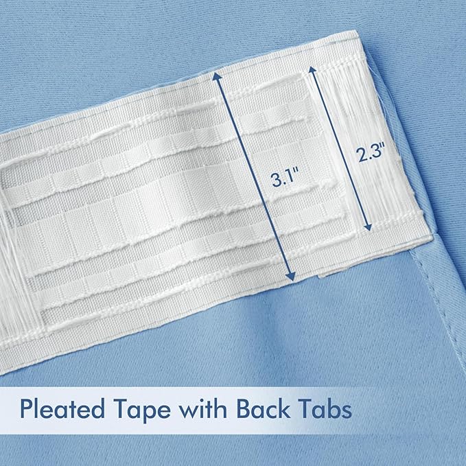 MIULEE Sky Blue Back Tab Blackout Curtains 52x102 Inch Long 2 Panels Set | Rod - Image 4