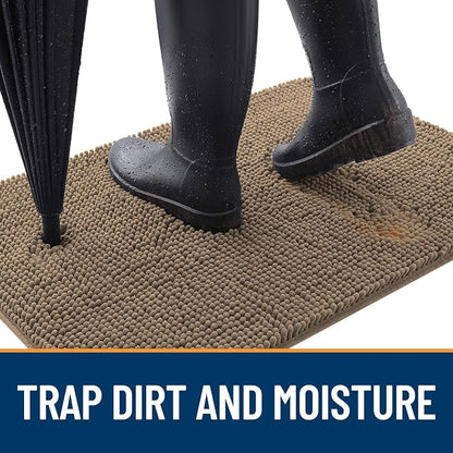 OLANLY Dog Door Mat for Muddy Paws 30x20, Super Absorbent Chenille Mud Mat | Tan - Image 2