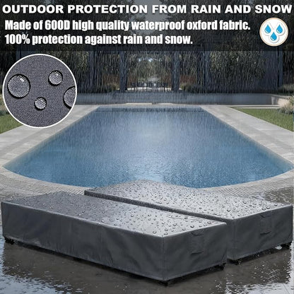 Lounge Chair Covers Outdoor Waterproof Patio Chaise Lounge Cover 600D Weather - Image 3