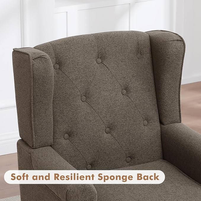 Accent Chair for Living Room, Mid Century Modern Upholstered Armchair, Wingback - Image 6