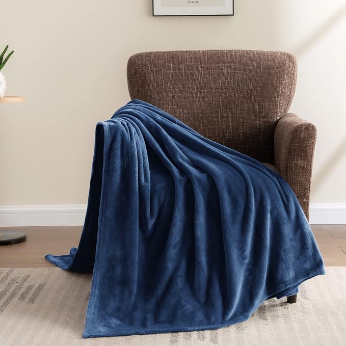 BEDELITE Fleece Blanket Soft Plush Twin Size Blanket Navy 60"x80" | Ultra Soft - Image 8