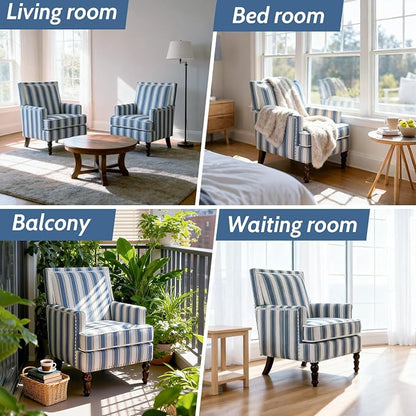 Blue Striped Accent Chair for Living Room Bedroom - Image 6