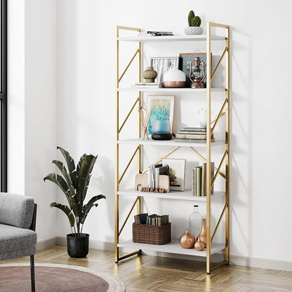 Shintenchi 5 Tiers Bookshelf, Classically Tall Bookcase Shelf, Industrial Book by Shintenchi%7CFurnitureMadeforRealLife
