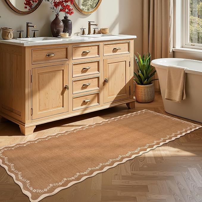 GarveeHome 2x6 Scalloped Washable Runner Rug Non Slip Hallway Kitchen Rug | - Image 8