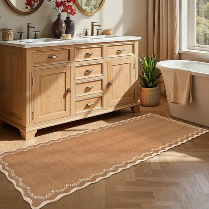 GarveeHome 2x6 Scalloped Washable Runner Rug Non Slip Hallway Kitchen Rug | - Image 8