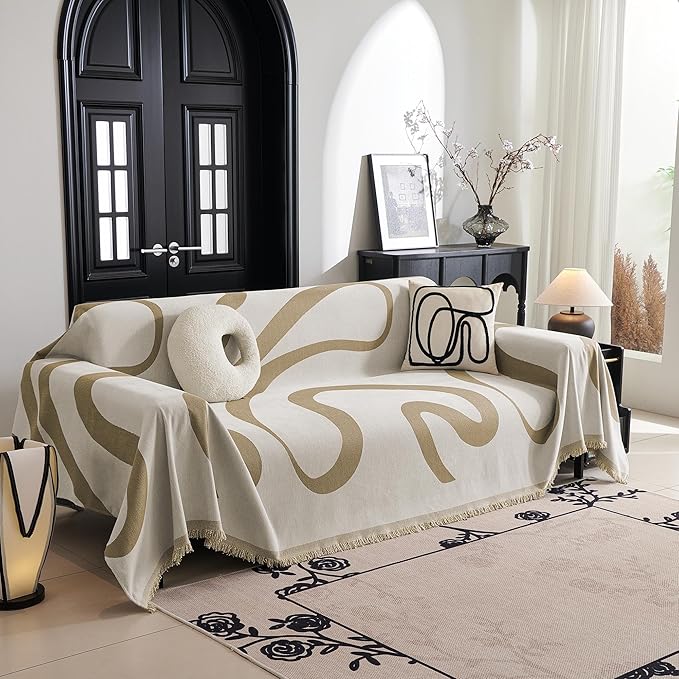 MYSKY HOME Couch Cover for 3 Cushion Couch Sofa Cover, Super Soft Boho Couch by MYSKYHOME