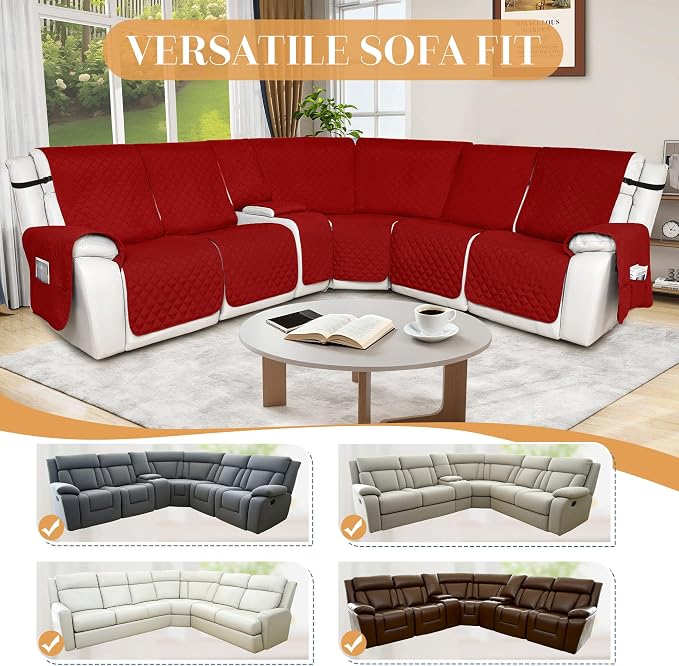 HDCAXKJ Reclining Sectional Couch Covers L Shape Recliner Sofa Middle Console - Image 6