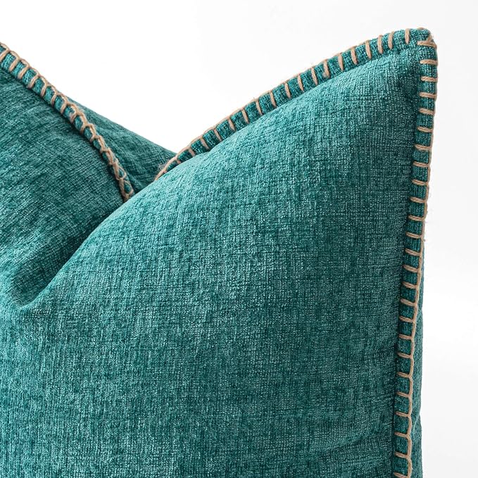 MIULEE Decorative Couch Throw Pillow Covers 18x18 Inch Teal 2 Pack | Farmhouse - Image 2