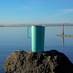 asobu Tower Mug Ceramic Inner Coated Insulated Stainless Steel Cup for Pure Tasting Coffee with Easy Hold Handle and Tritan Lid Fits Standard Cup Holders 20 Ounce Travel Mug (Black)