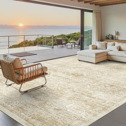 Soalmost Washable Area Rug 10x14 Large Soft Living Room Rugs Beige/Ivory | by Soalmost